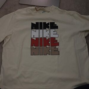 Nike Cream Short Sleeve Tee with Multicolor Logo
